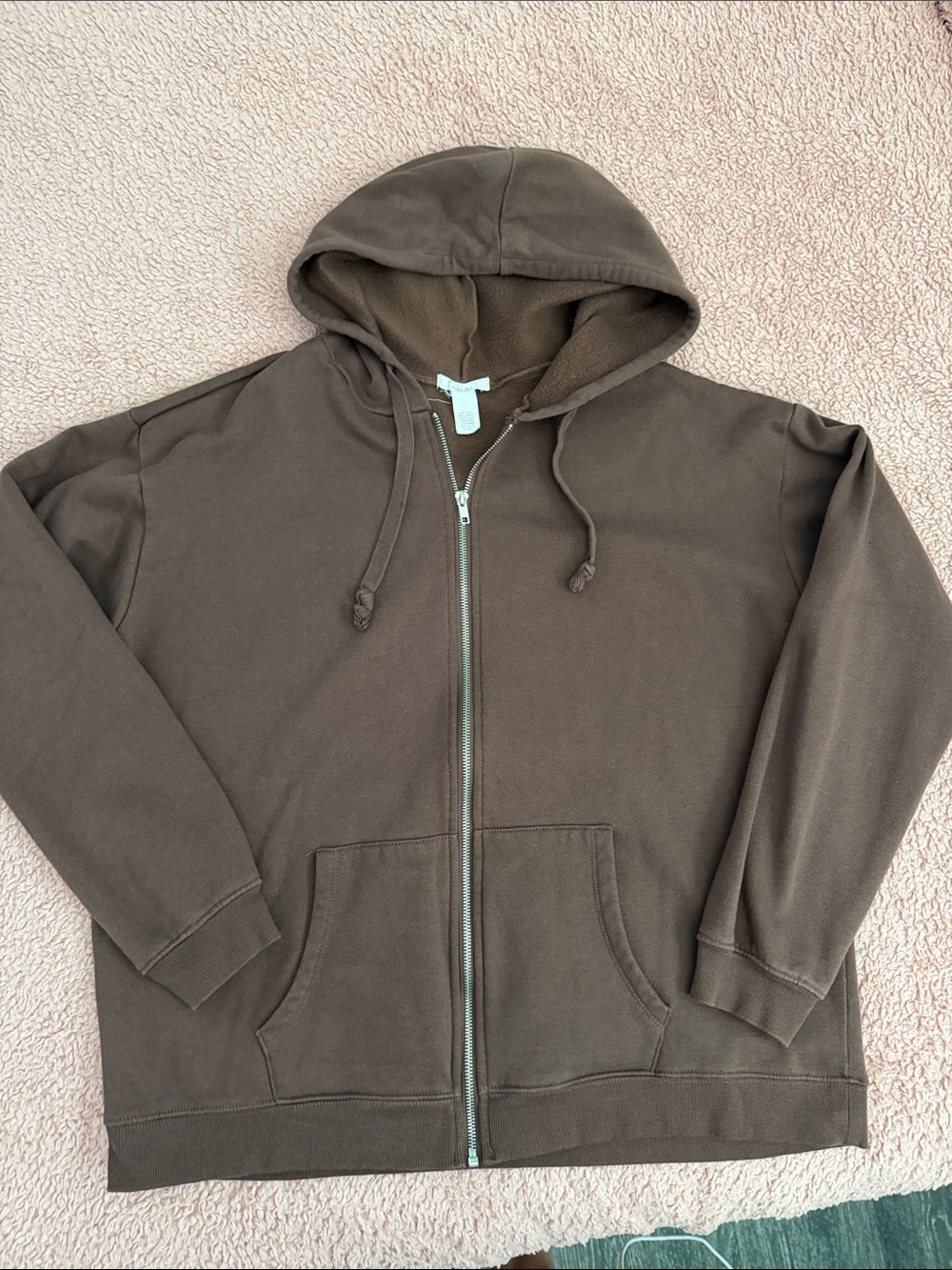 Women’s Brown Full-Zip Hooded Sweatshirt